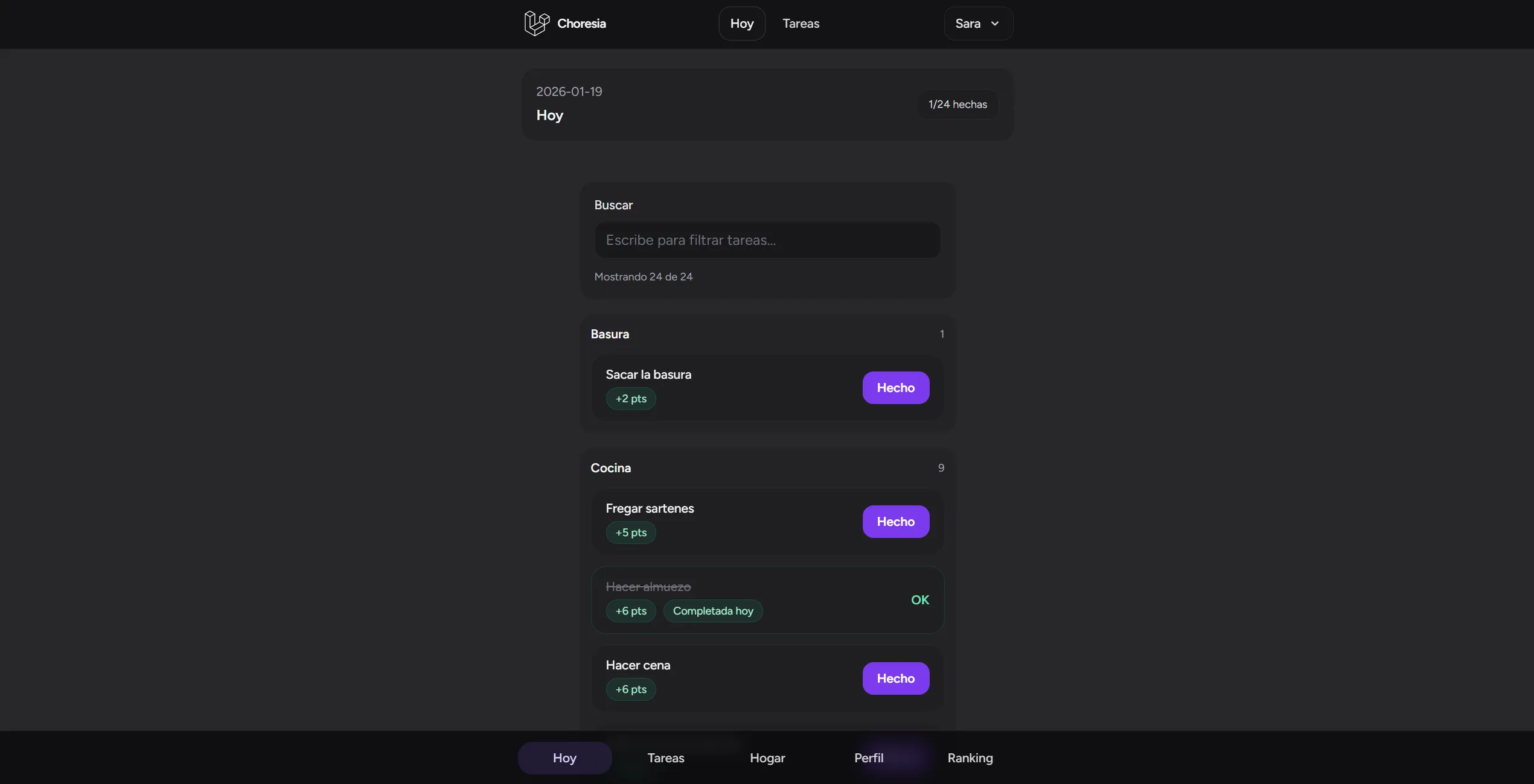 Choresia - Gestor de tareas del hogar