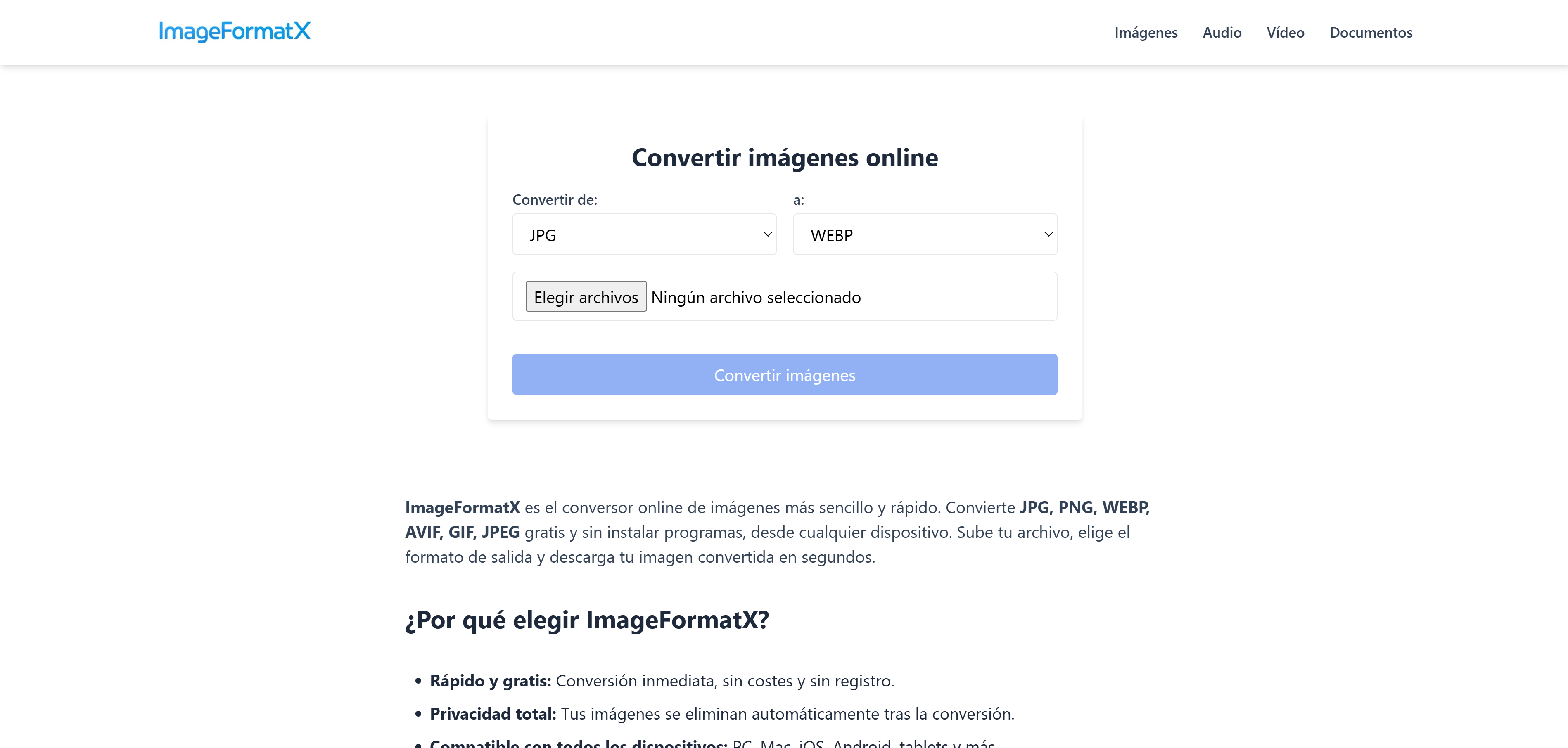 Conversor de documentos, audio, video e imagenes